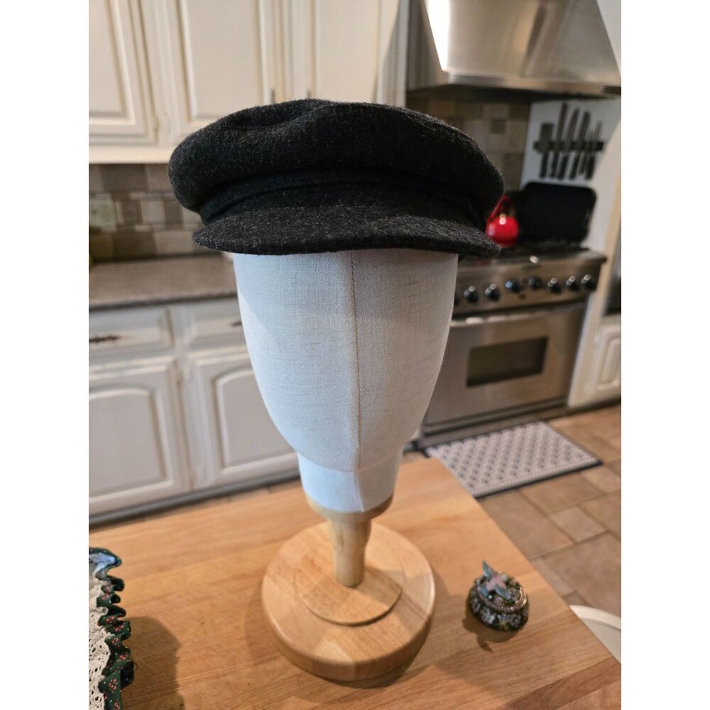 Charcoal Wool Greek Fisherman's Cap/ Peaky Blinders News Boy Hat Unmarked NO SZ